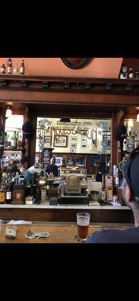 The back-bar mirror at Nave's